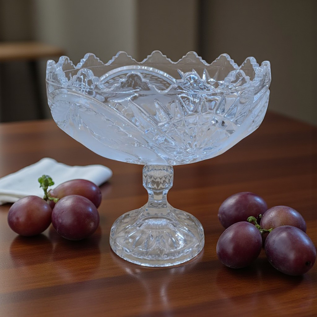 Imported Crystal Pedestal Fruit Bowl