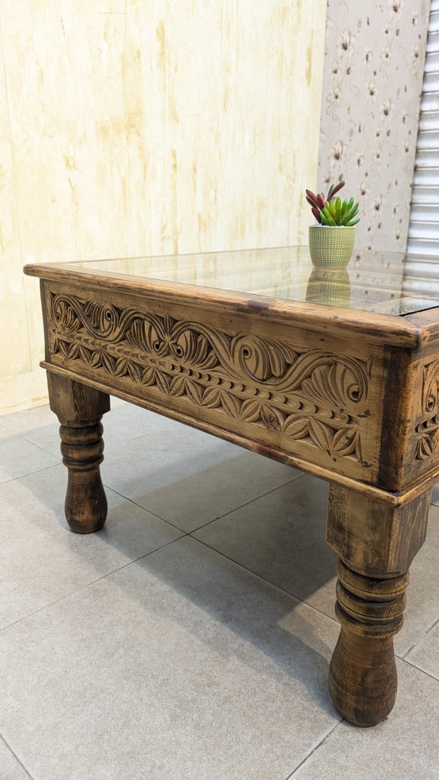 Solid Diyar Wood Pair Of Corner Tables