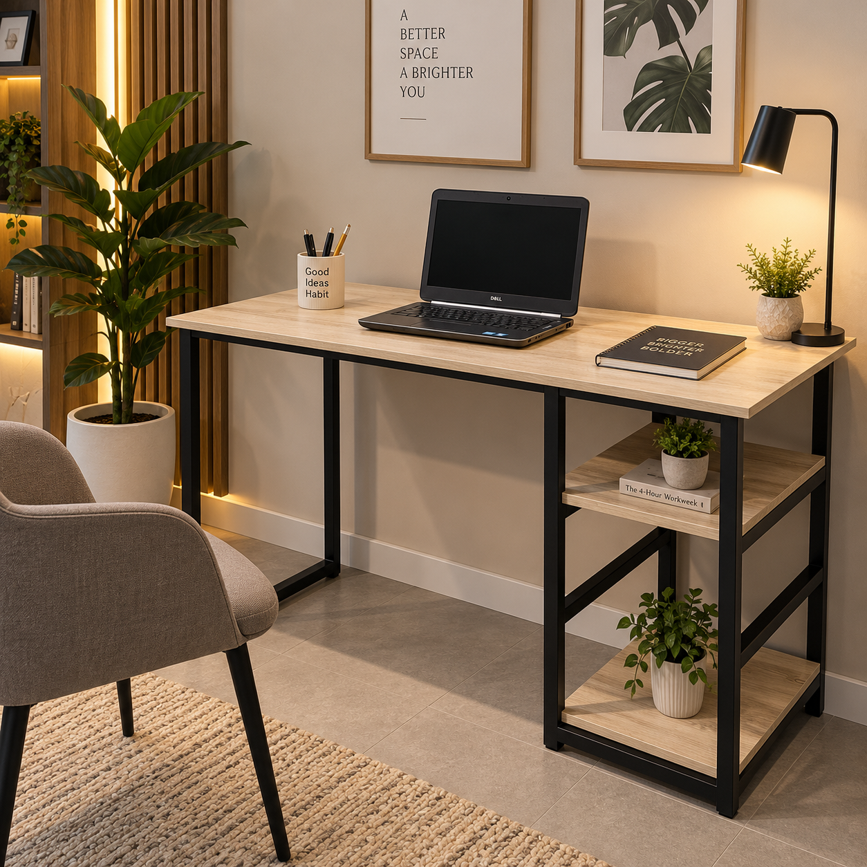 MODERN INDUSTRIAL-STYLE STUDY & COMPUTER DESK