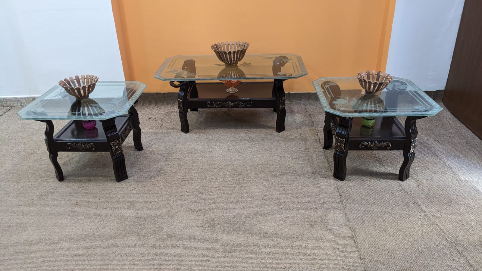 Sheesham Wood Center and Side Table Set