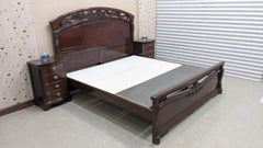 Solid Sheesham Wood King Size Bed with 2 Side Tables
