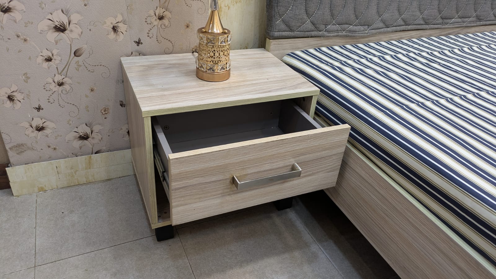 Habitt King Size Bed With 2 side tables