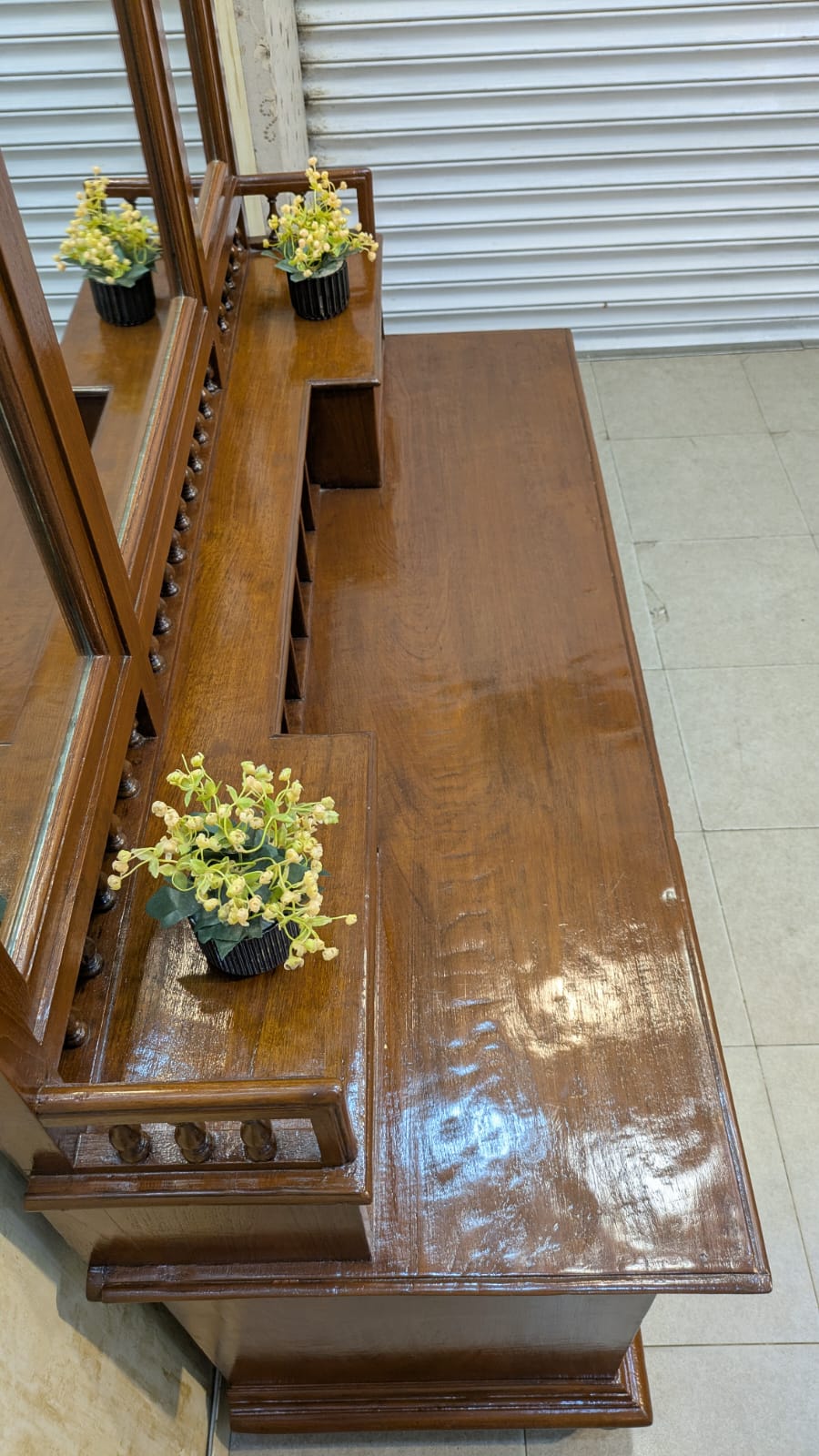 Antique Mid Century Solid Burma Teak Wood Dressing Table