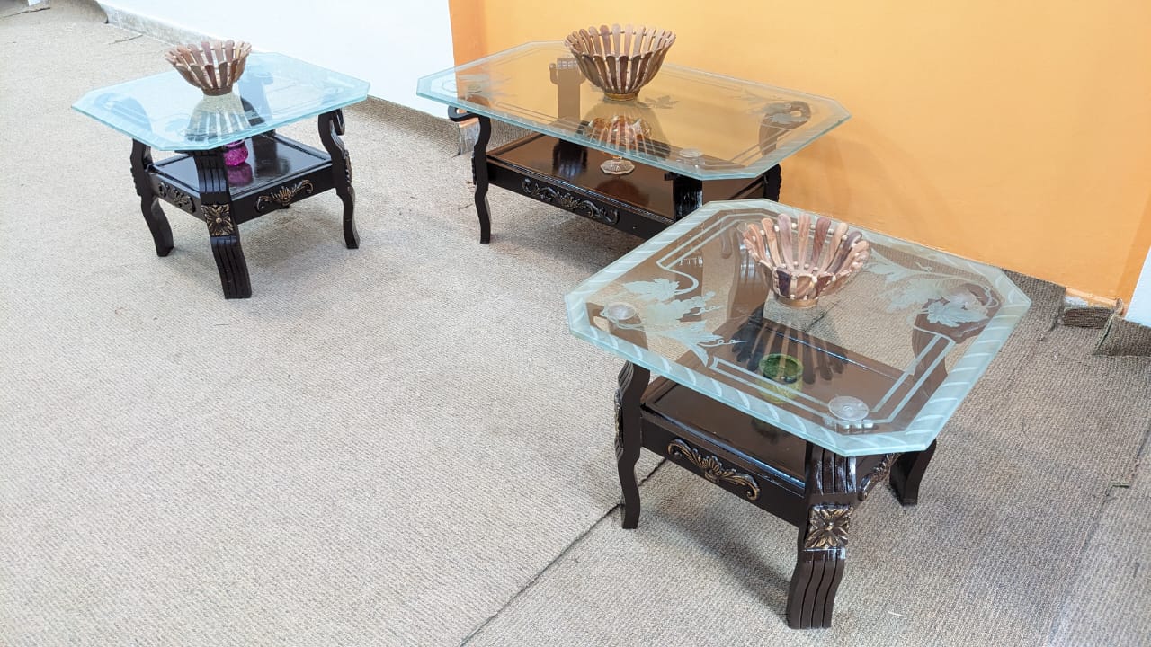 Sheesham Wood Center and Side Table Set