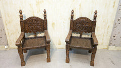 Antique solid Burma teak Peerah Chair Pair