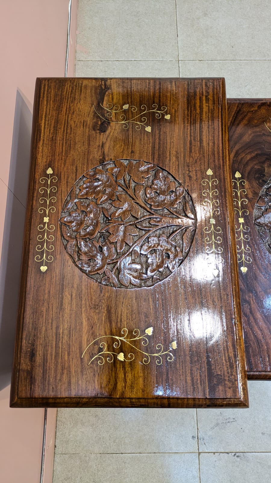 Brand New Unused Solid Sheesham Wood Nesting Table Set