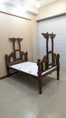 Antique 100% Solid Burma Teak Wood Twin Size Bed with Dura Luxury Foam Mattress