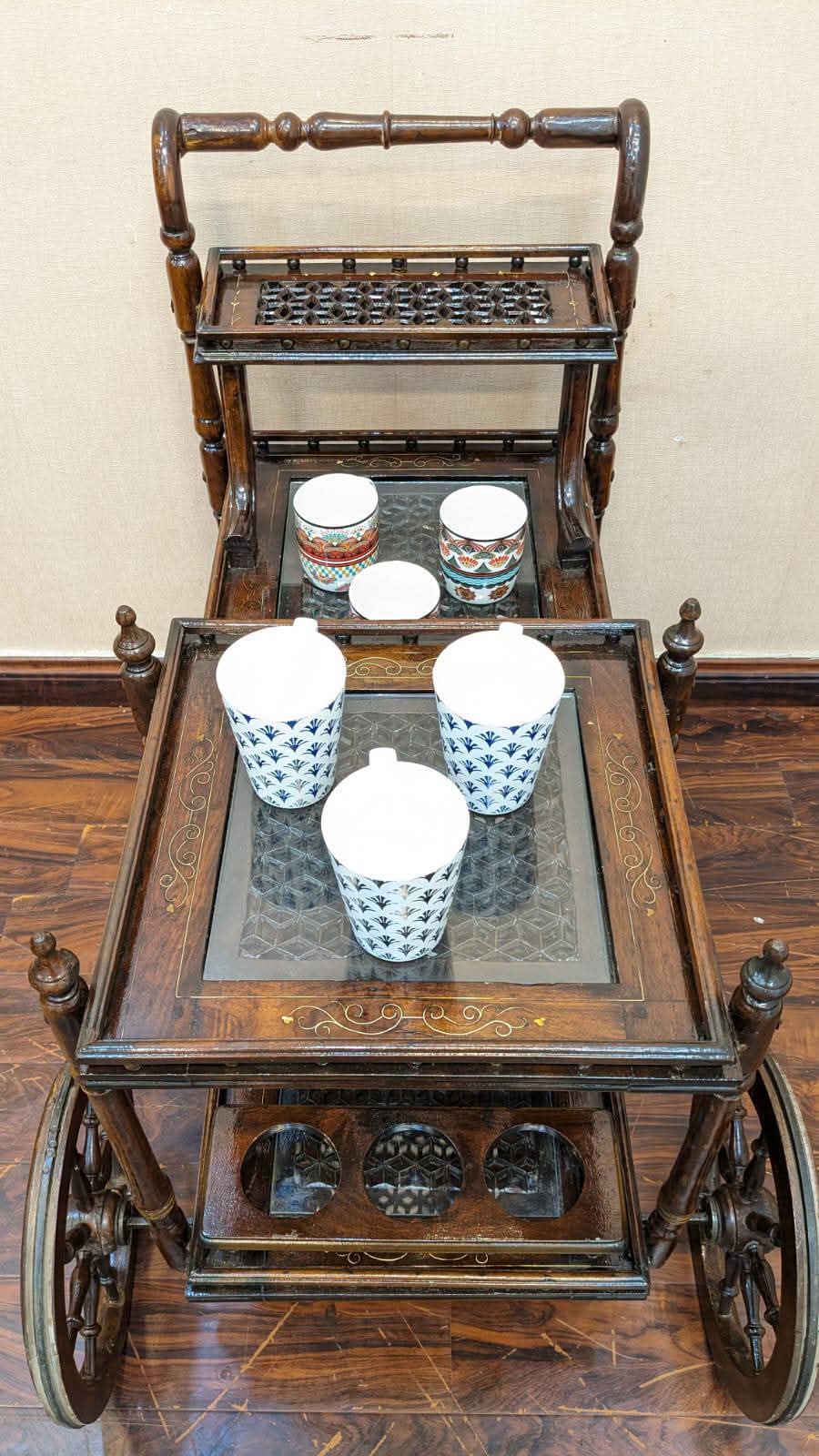Solid Sheesham Wood Tea Trolley