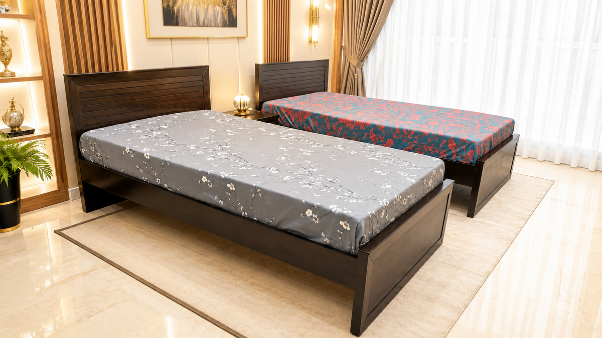 Pair of Single Beds with Dura Comfort Foam Mattresses