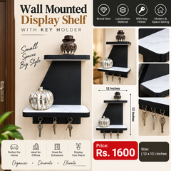 Wall Mounted Display shelf with key holder
