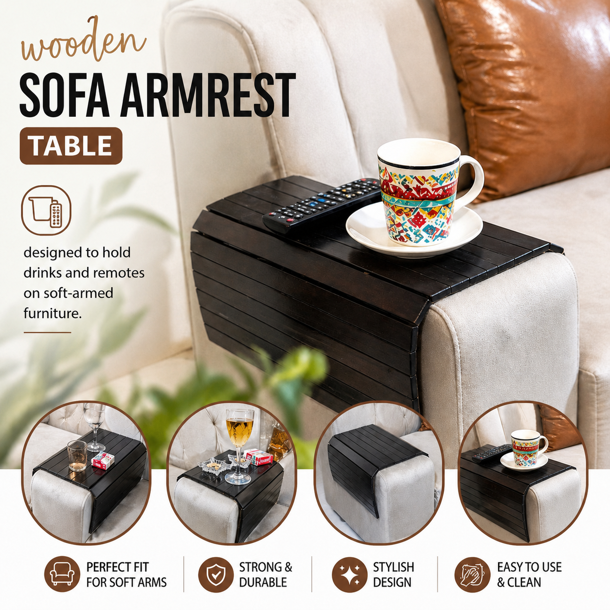 Brand New Wooden Sofa Armrest Table
