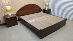 Teak Wood and Teak Ply King Size Bed with 2 Side Tables