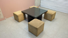 ELEGANT CENTER TABLE WITH 4 CUSHIONED STOOLS