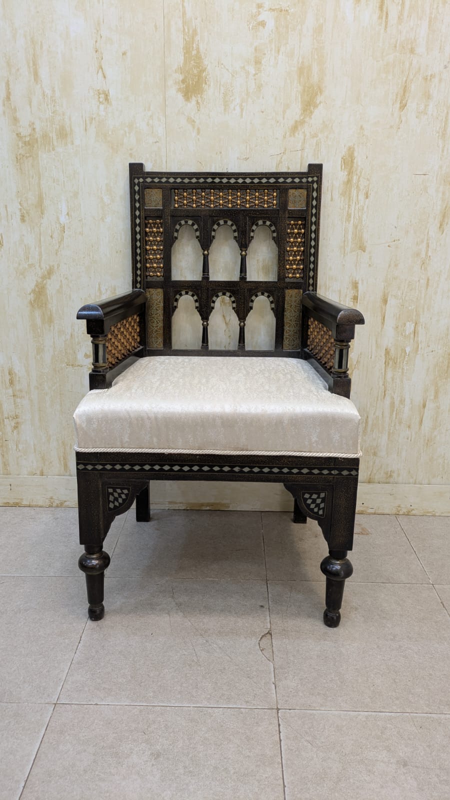IMPORTED ANTIQUE MIDDLE EASTERN MOORISH ARMCHAIR