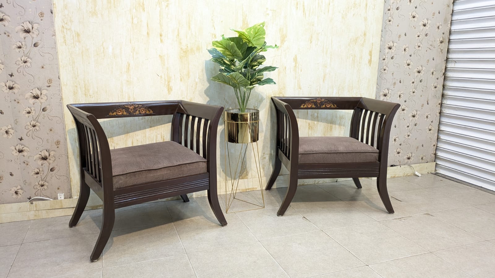 Solid Sheesham Wood Pair of Single Sofas