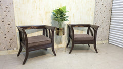 Solid Sheesham Wood Pair of Single Sofas