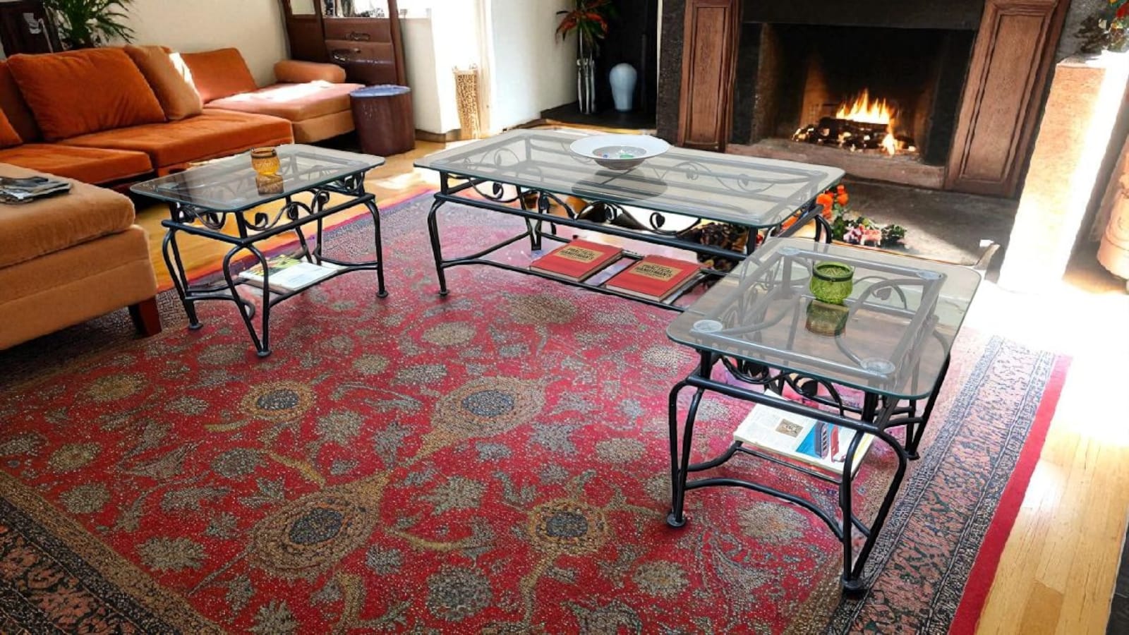 Metal Center & Side Tables Set