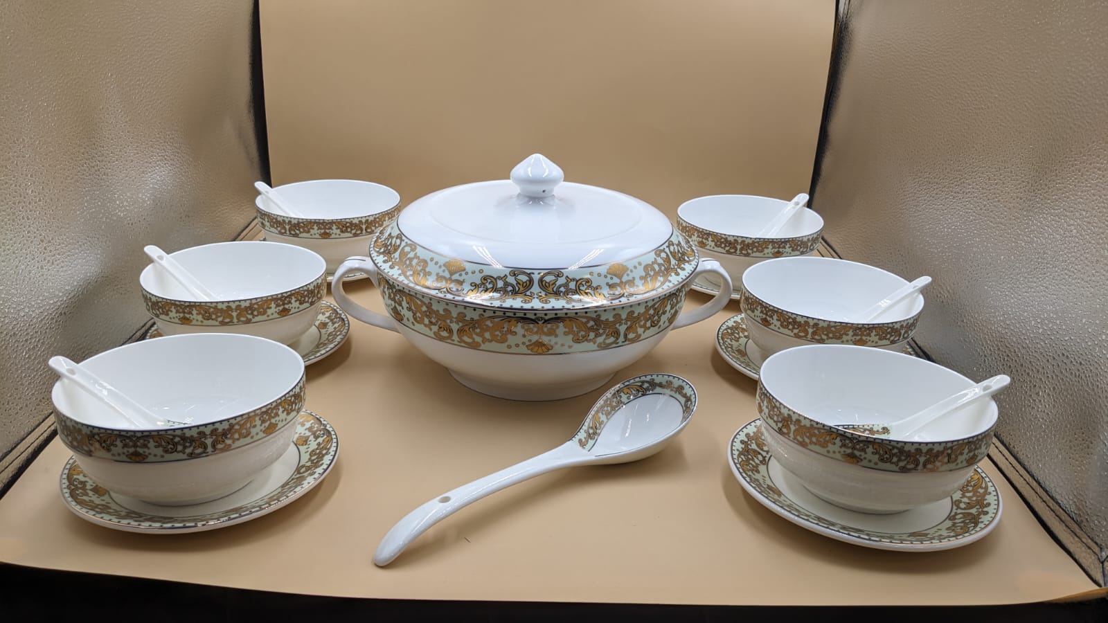 Imported 21 Pieces New Bone China Soup Set