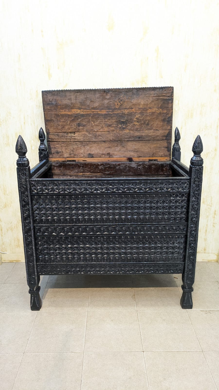 Antique Afghan Hand Carved Large Chest