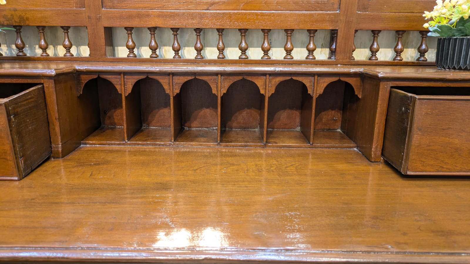 Antique Mid Century Solid Burma Teak Wood Dressing Table