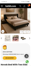 Habitt Novak King Size Bed With 2 Attached Side Table