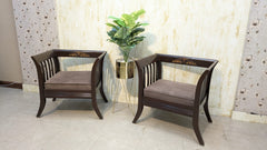 Solid Sheesham Wood Pair of Single Sofas