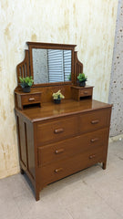 Antique Solid Burma Teak Wood Vanity Dresser