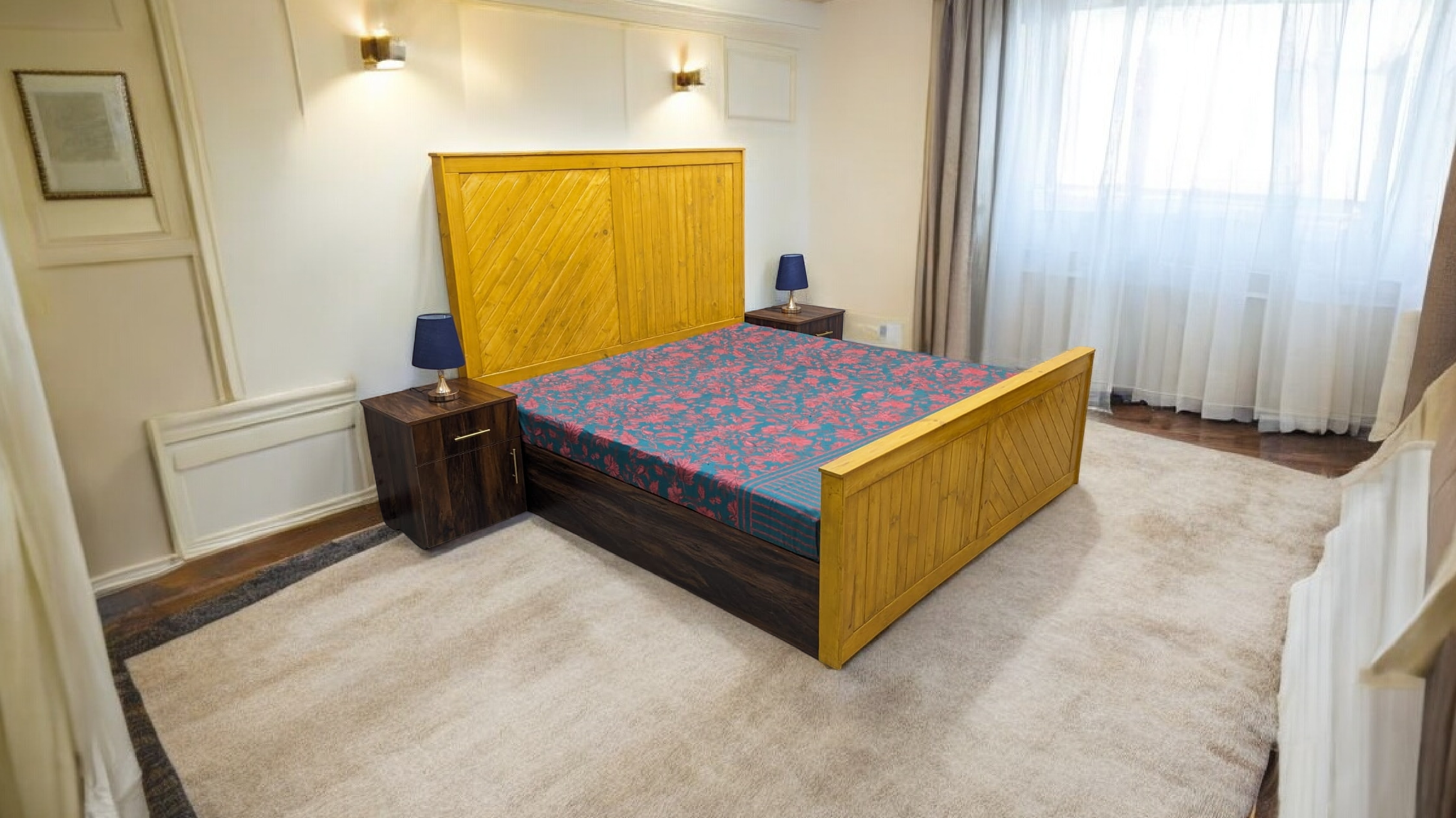 King Size Bed with 2 Side Tables