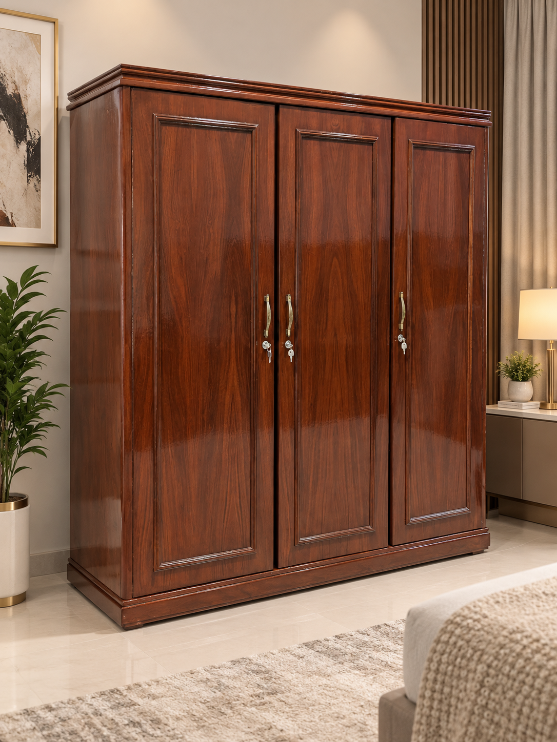 Sheesham Wood 3-Door Almirah