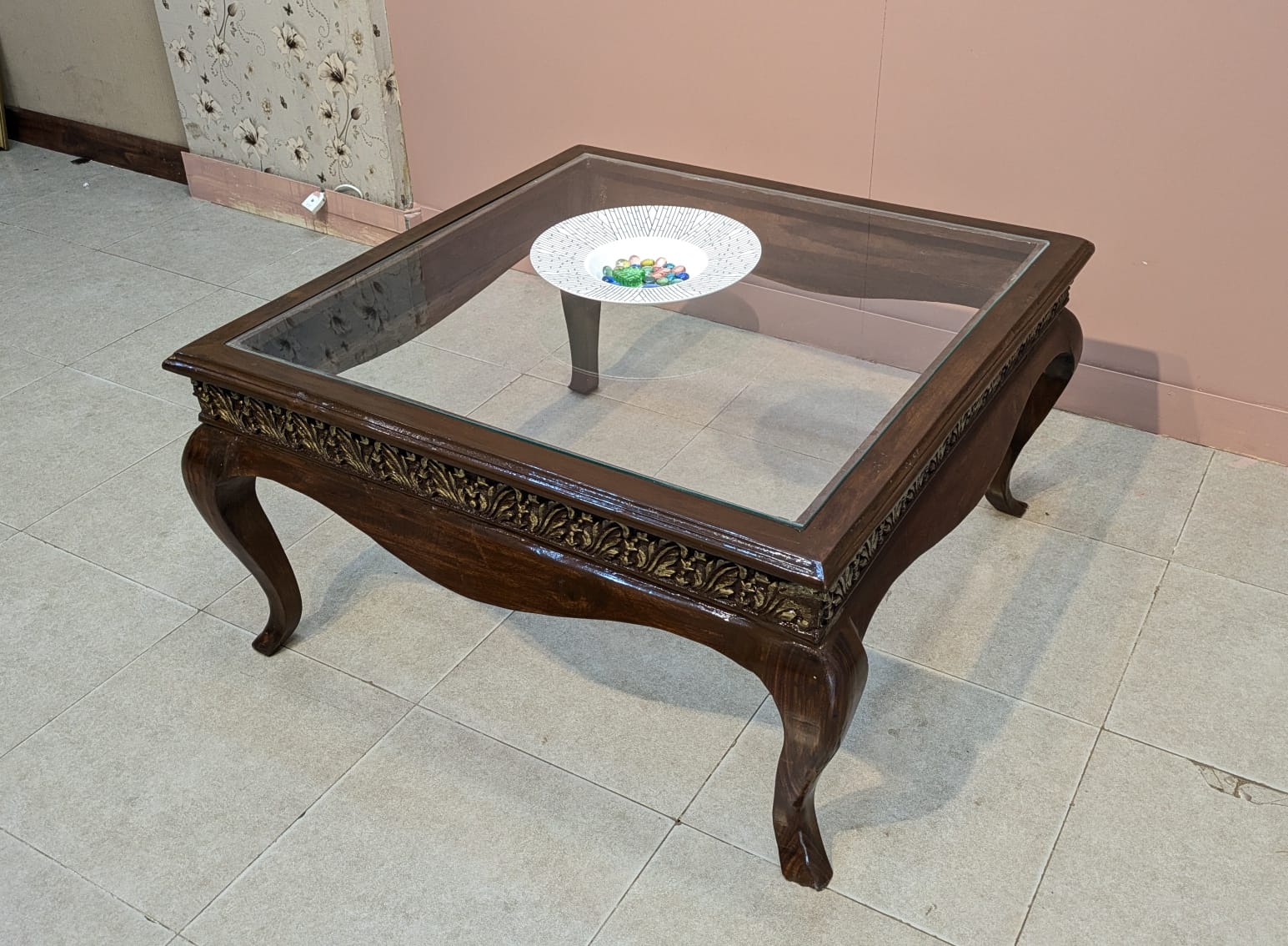 Solid Sheesham Wood Centre Table With 2 Side table Set