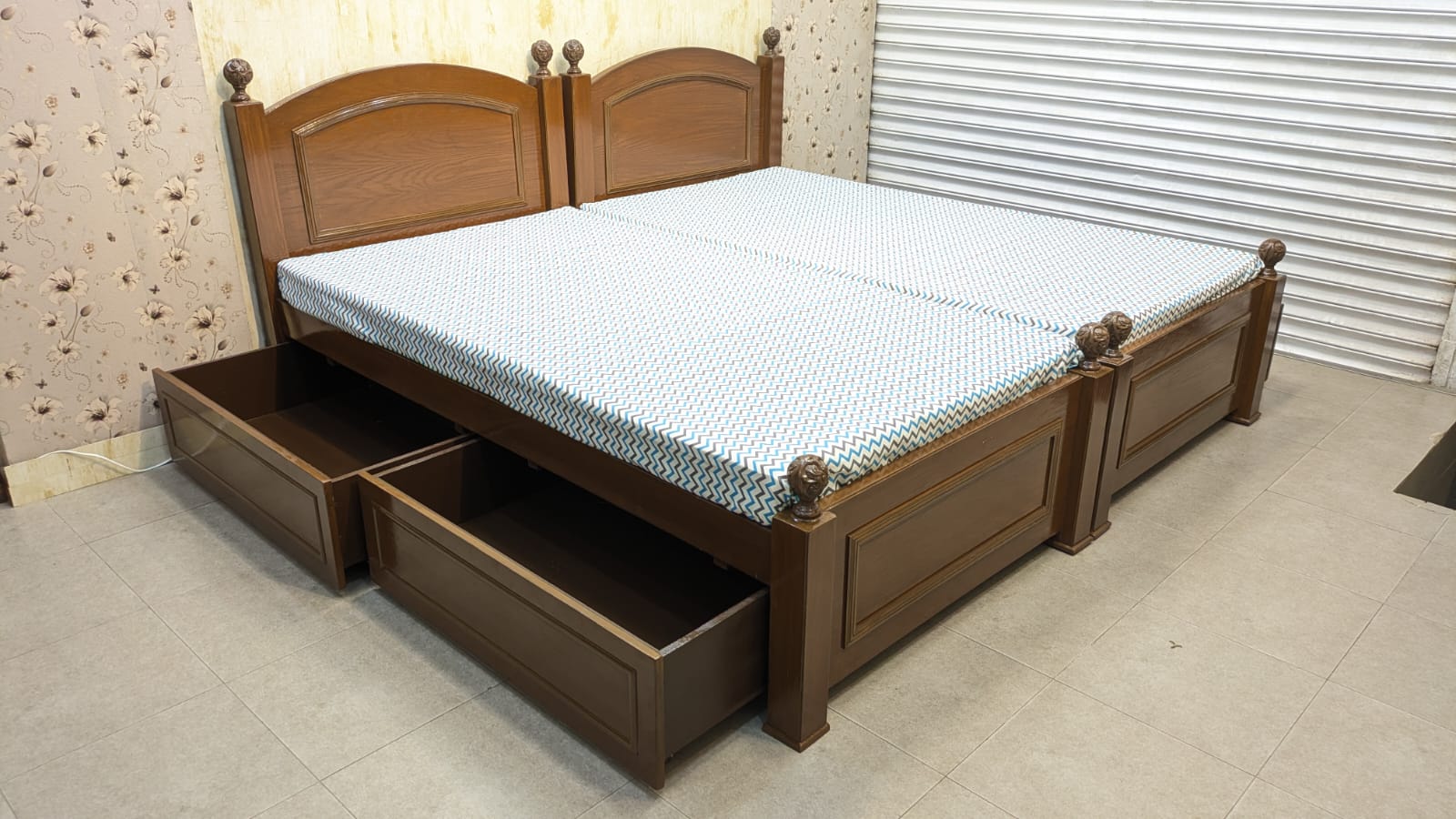 Pair Of Single Bed With Storage Drawers