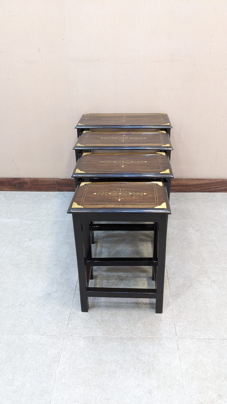 Solid Sheesham Wood Nesting Tables Set