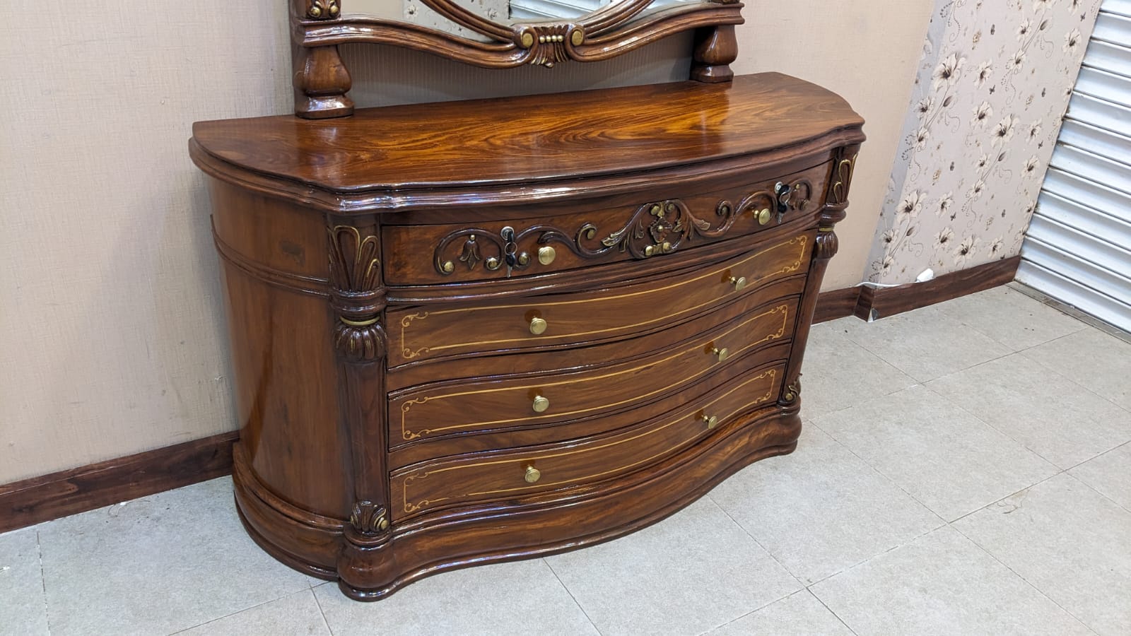 Solid Sheesham Wood King Size Bed Set