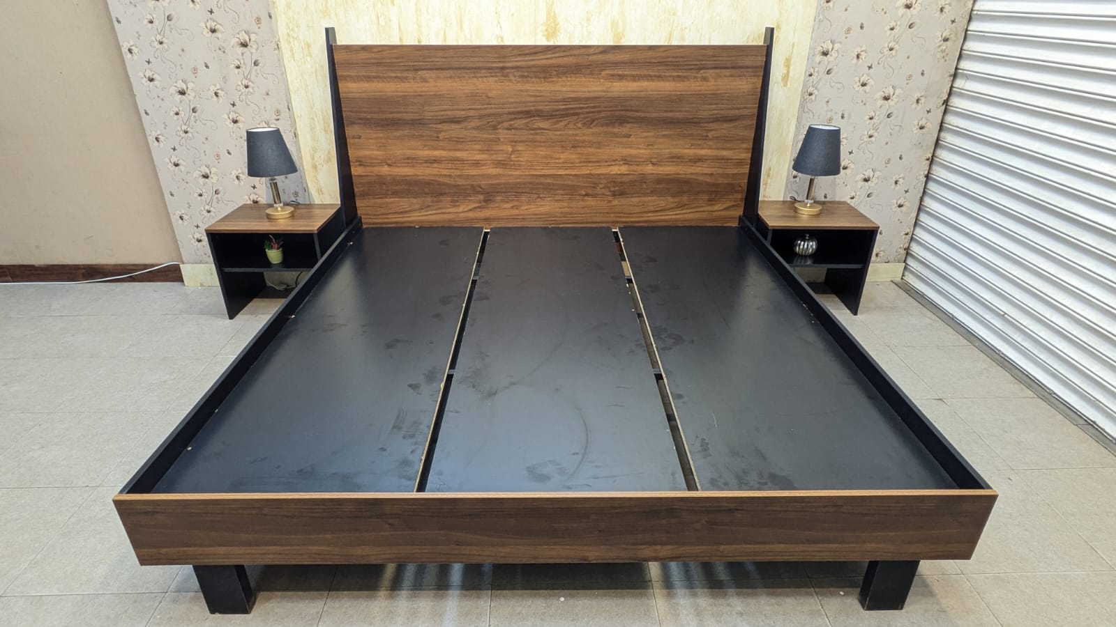 Habitt King Size Bed With 2 Side Tables and Mattress