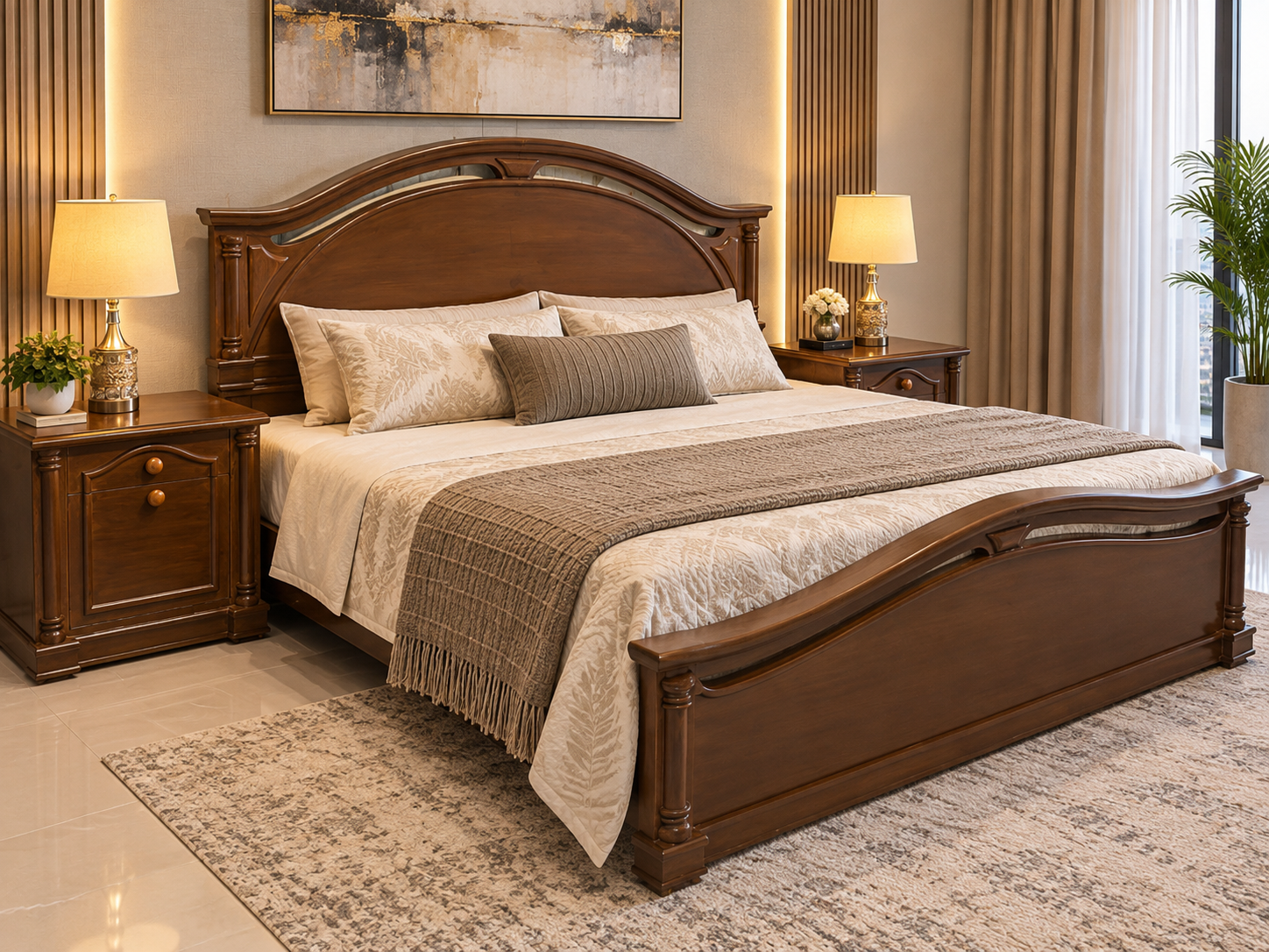 King Size Bed with 2 Side Tables