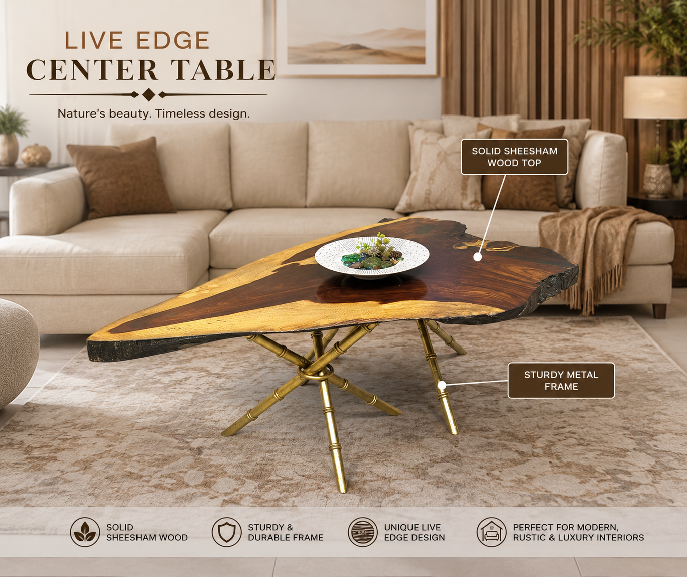 Brand New Unused Live Edge Center Table