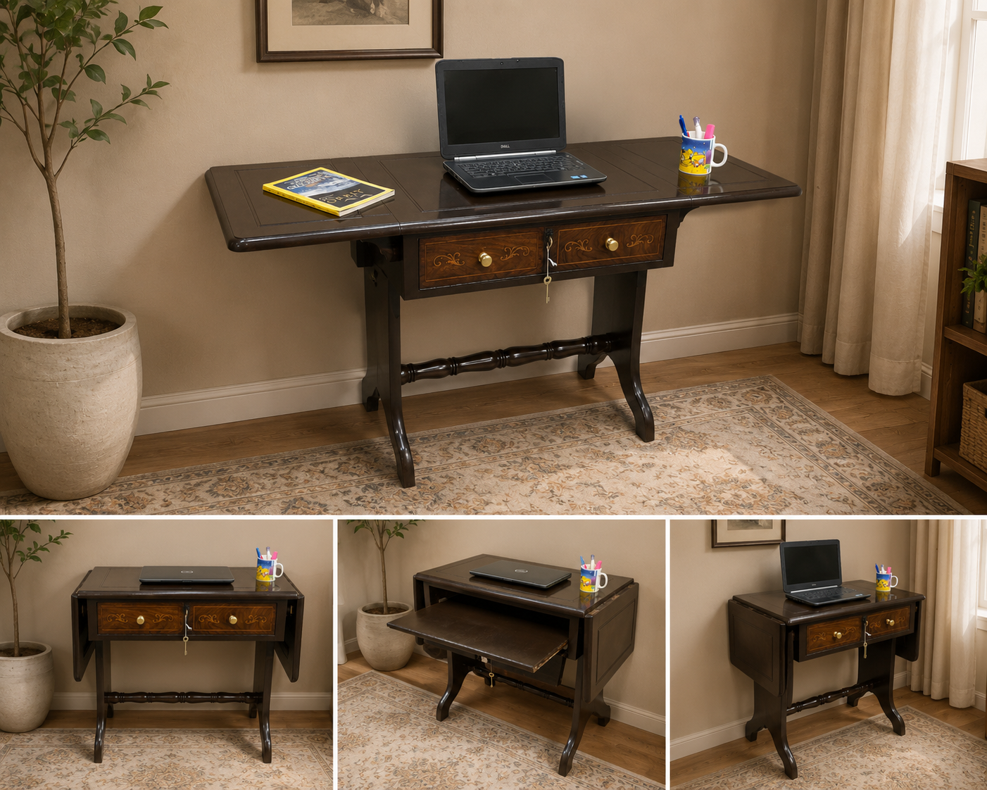 Vintage Drop Leaf Style Study Table