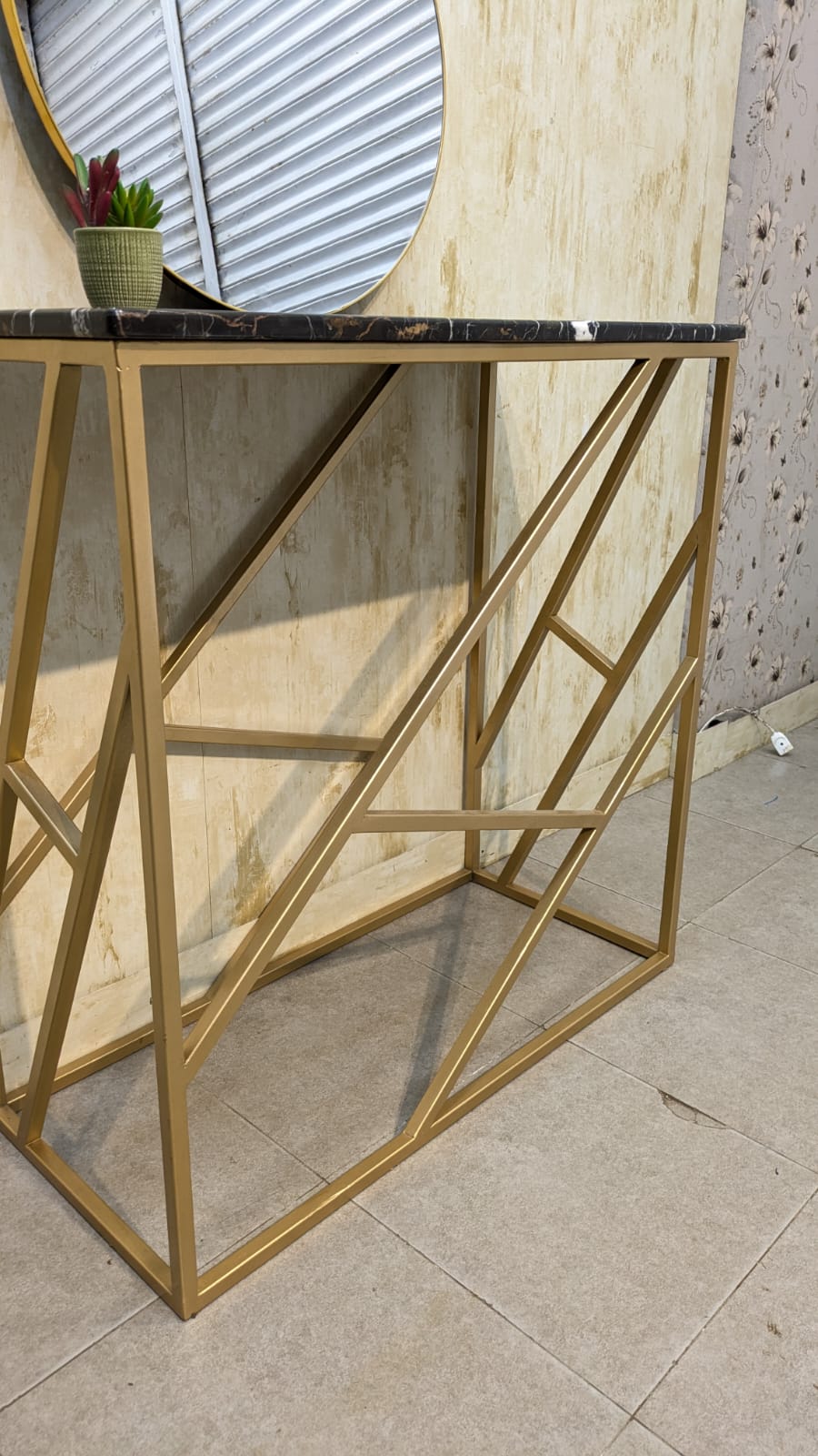 Console with Wall Mounted Mirror