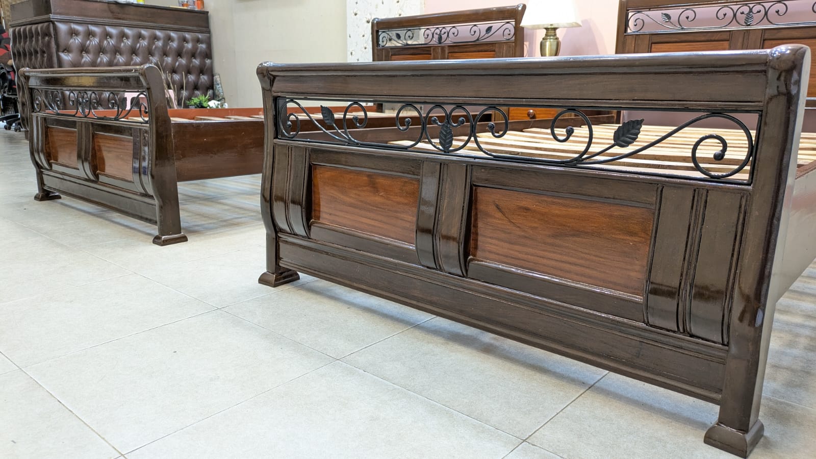 Solid Sheesham Wood pair Of Single Bed