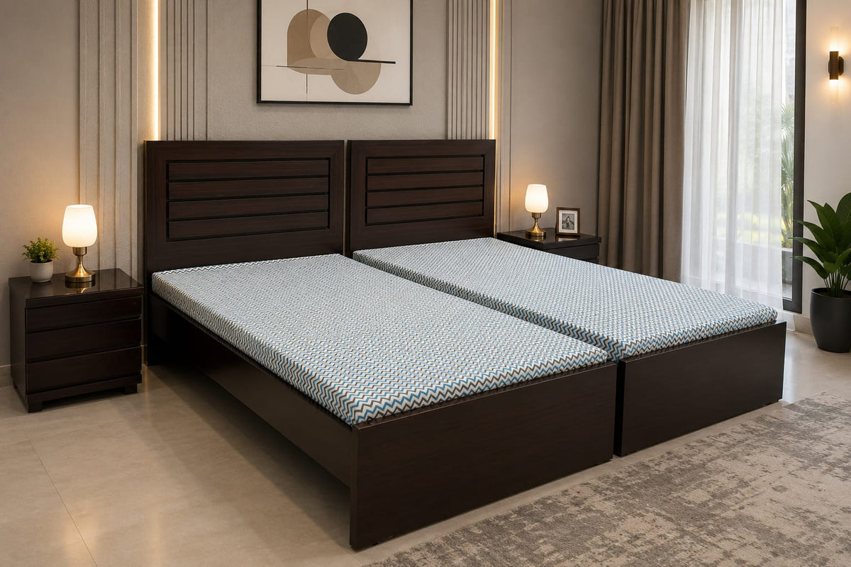 Pair of single bed with 2 Side Tables