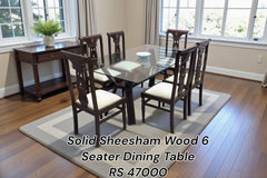 Solid Sheesham Wood 6 Seater Dining Table