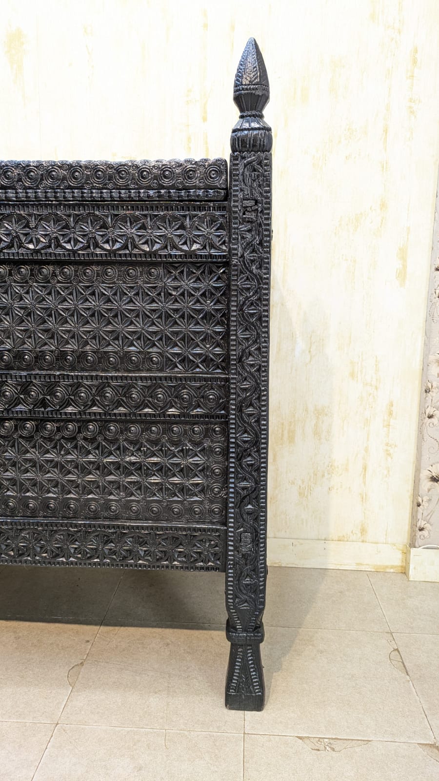 Antique Afghan Hand Carved Large Chest