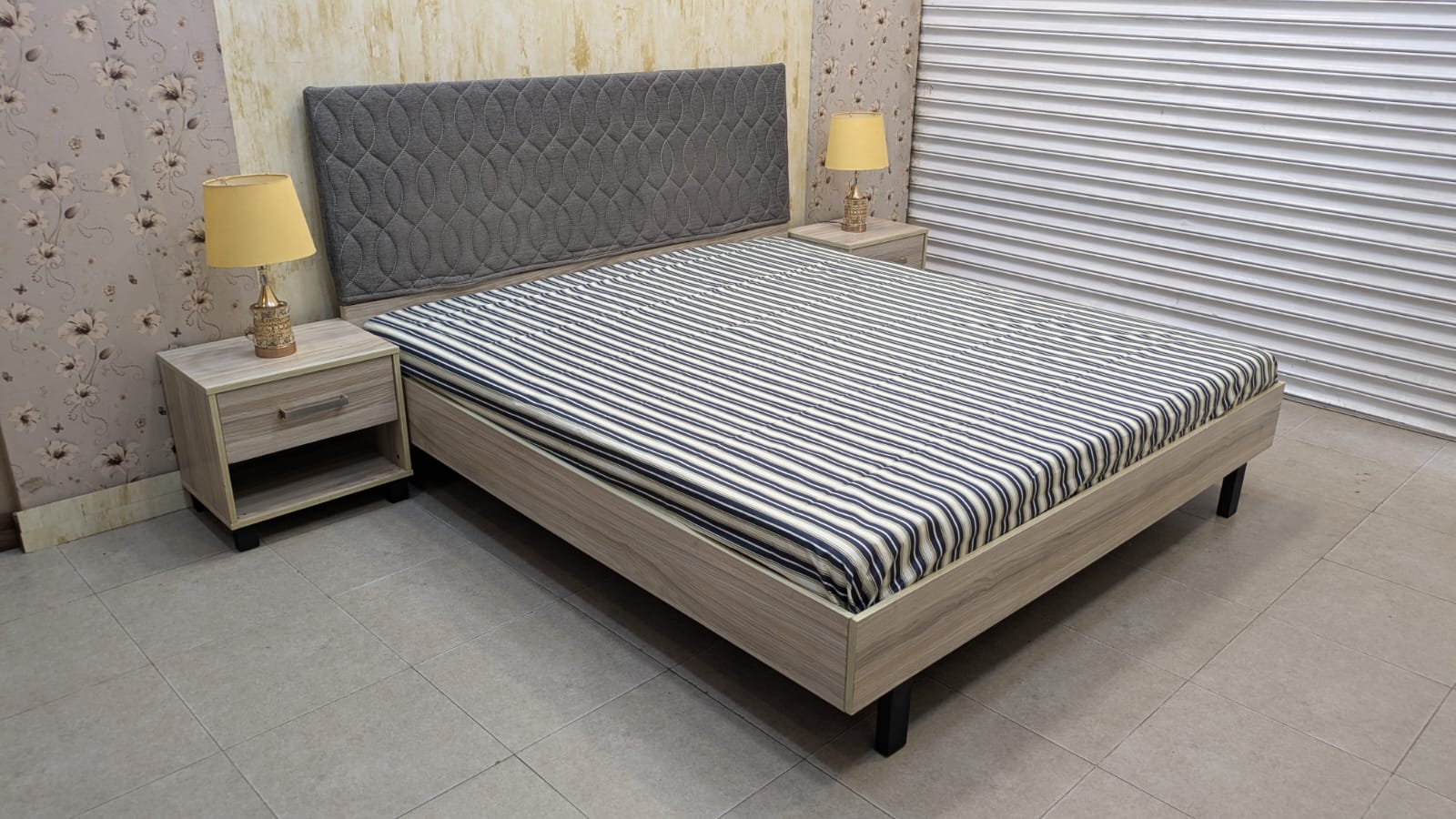 Habitt King Size Bed With 2 side tables