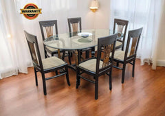 Solid Sheesham Wood 6 Seater Dining Table