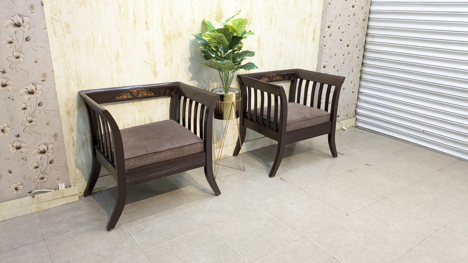 Solid Sheesham Wood Pair of Single Sofas