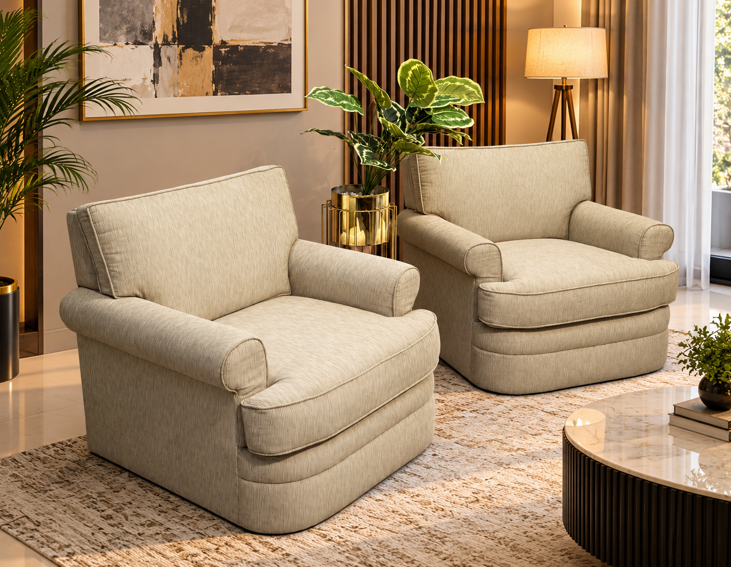 Super Comfortable Pair Of Single Sofa