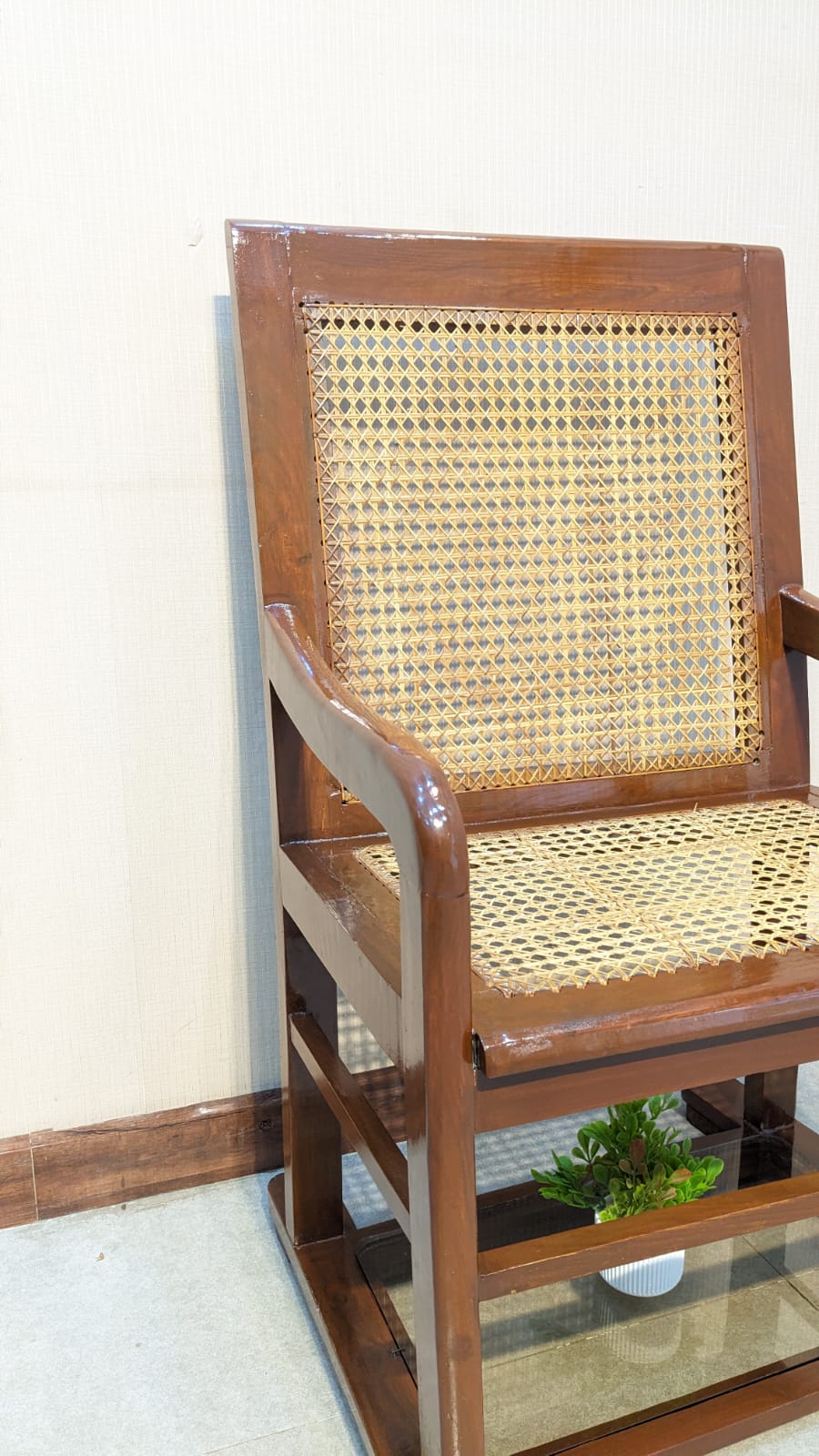 Antique Solid Sheesham Wood Wicker Chair