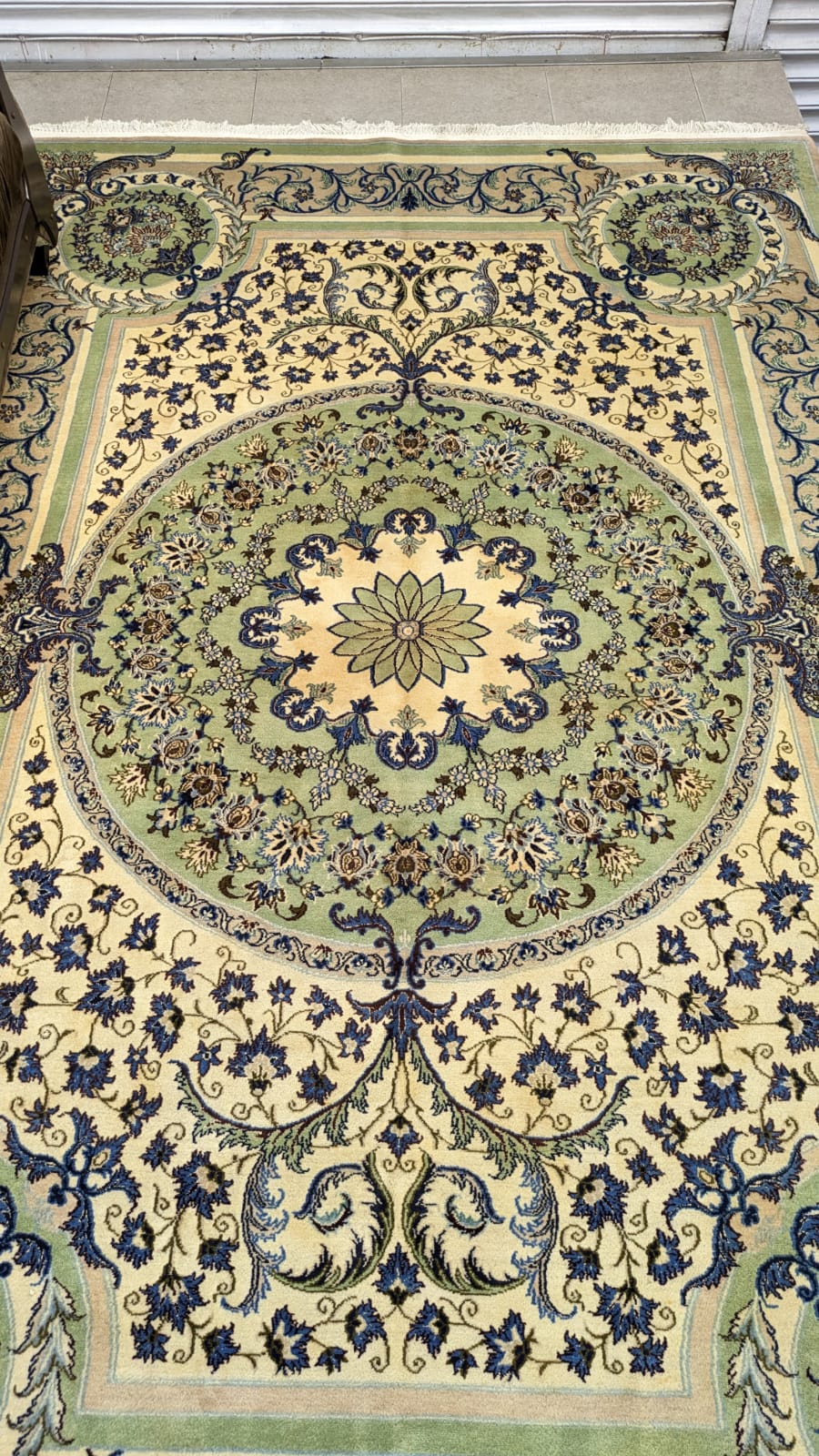Vintage Persian Nain Hand Knotted Carpet