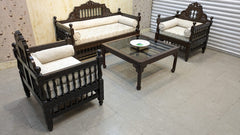 Vintage Sheesham Solid Wood 4 Seater Sofa Set