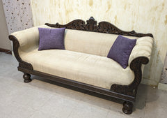 SOLID SHEESHAM WOOD 3-SEATER SOFA